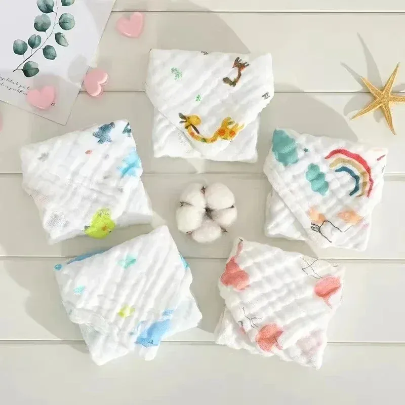 5-pack of soft printed muslin baby cloths